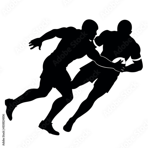 Rugby players dump vector silhouette white background