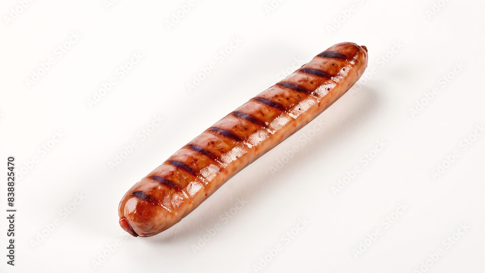 single grilled sausage isolated on white background single grilled sausage isolated on white background