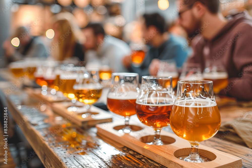 Group of people drinking beer at brewery pub restaurant - Happy friends enjoying happy hour sitting at bar table - Closeup image of brew glasses - Food and beverage lifestyle concept Group of people drinking beer at brewery pub restaurant - Happy friends enjoying happy hour sitting at bar table - Closeup image of brew glasses - Food and beverage lifestyle concept