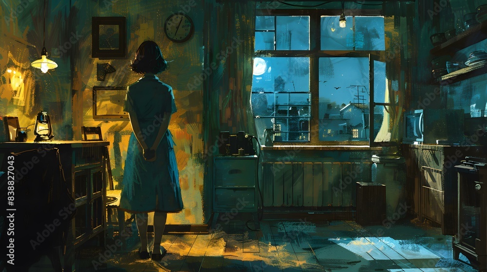 Woman in a Room Looking Out the Window Woman in a Room Looking Out the Window