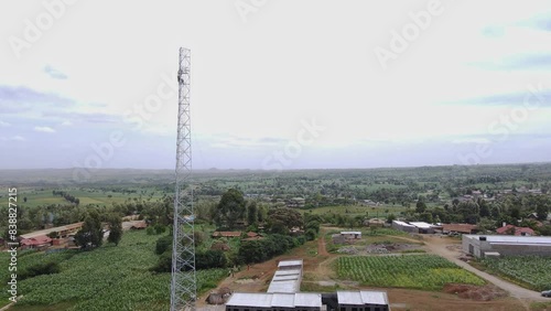 Modern technology in rural Kenya radio tower providing telecommunication service