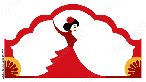 Vector image of a flamenco dancer in a red dress.