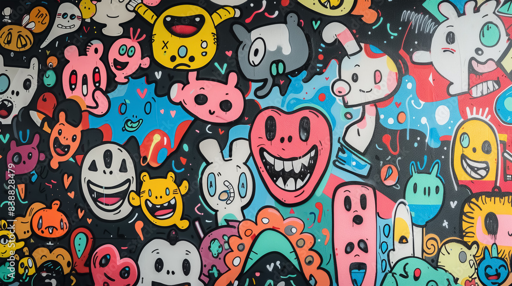 abstract cute wall graphic, graffiti street art abstract cute wall graphic, graffiti street art