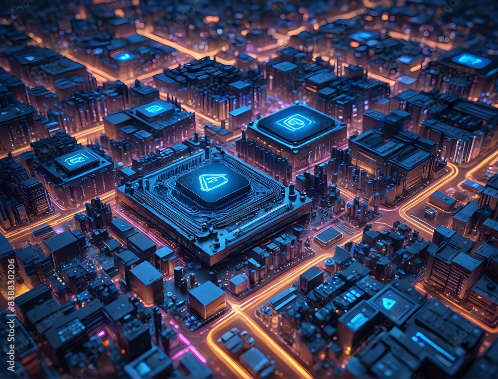 Obraz premium High-Tech Cityscape Illustration