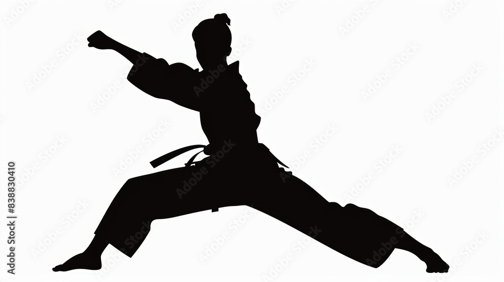 Silhouette of a person practicing martial arts Silhouette of a person practicing martial arts