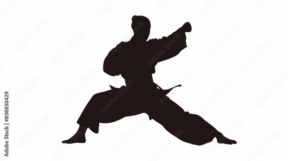 Silhouette of a person practicing martial arts Silhouette of a person practicing martial arts