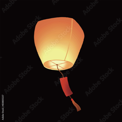 Chinese traditional sky lantern illustration