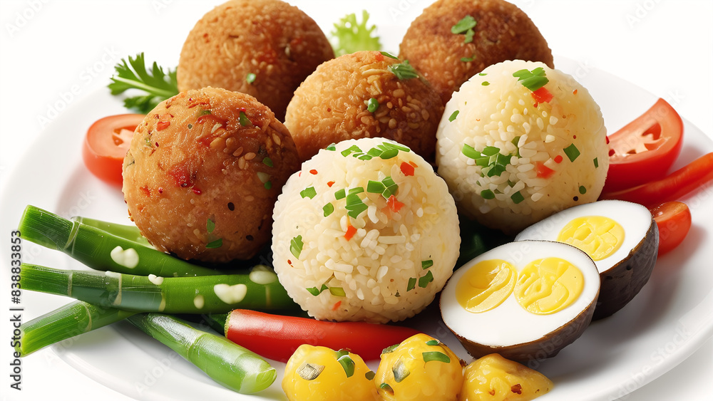 Rice Balls with Fresh Vegetables a Delicious and Healthy Meal Rice Balls with Fresh Vegetables a Delicious and Healthy Meal