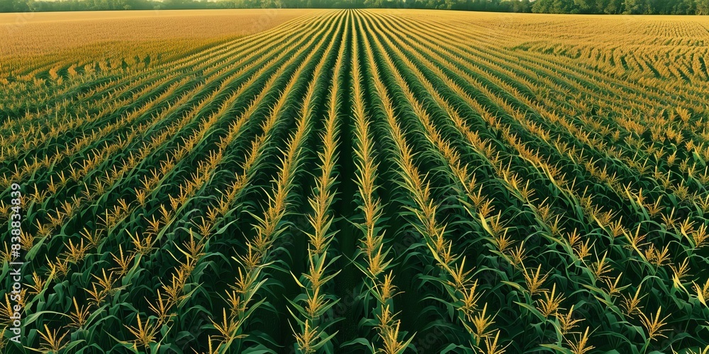 Corn feedstock fields top view biofuel sources advanced tone Complementary Color Scheme Corn feedstock fields top view biofuel sources advanced tone Complementary Color Scheme