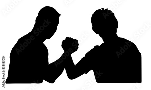 silhouette of man arm wrestling vector illustration
