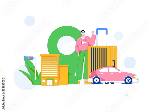 Holiday travel travel characters internet background vector hand drawn illustration

