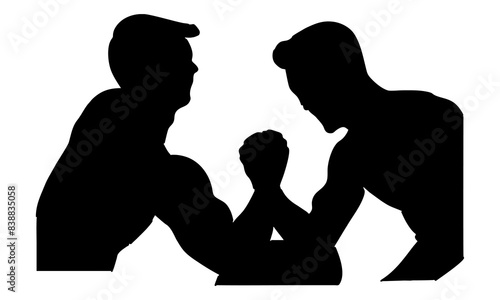 silhouette of man arm wrestling vector illustration