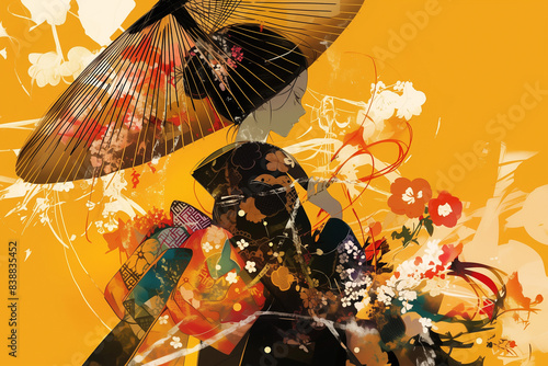 Ethereal Elegance: Kimono.  Generative AI.