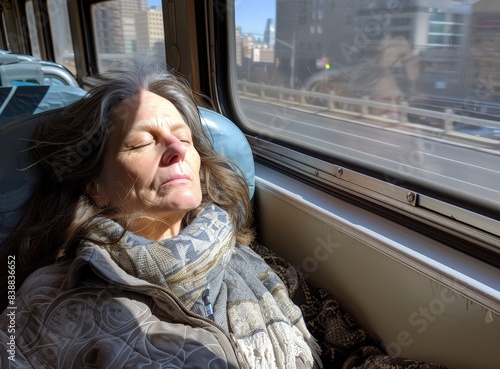 Mature woman sleeping in th...