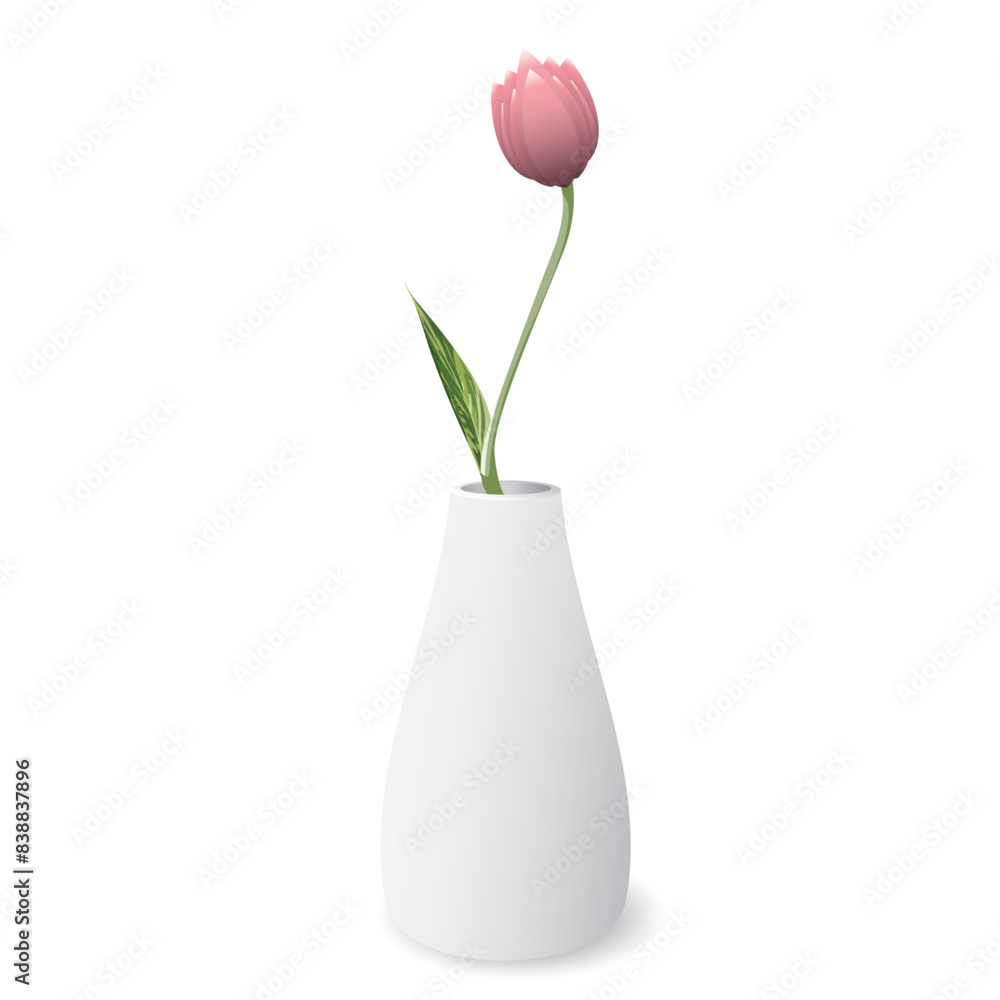 Bouquet of Tulip flower in ceramic vase white color isolated graphic illustration. Bouquet of Tulip flower in ceramic vase white color isolated graphic illustration.