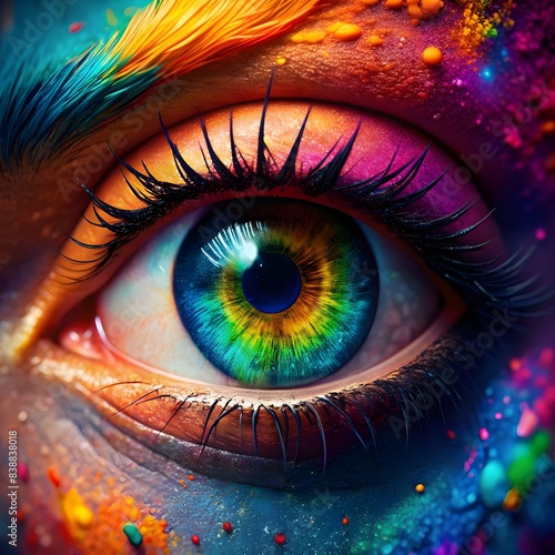 macro closeup vivid colorful eye in creative desig