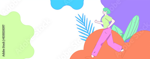 People exercising healthy running vector internet operation illustration
