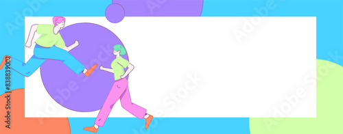 People exercising healthy running vector internet operation illustration
