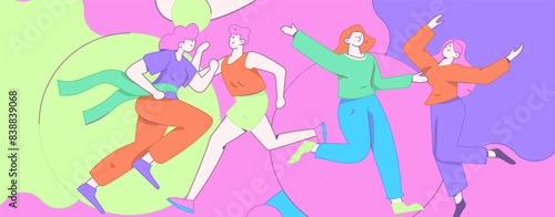 People exercising healthy running vector internet operation illustration
