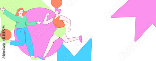 People exercising healthy running vector internet operation illustration
