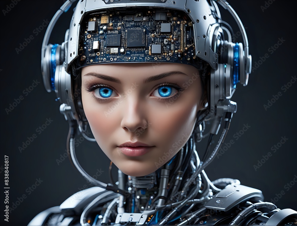 Futuristic Female Cyborg with AI Robot Features Futuristic Female Cyborg with AI Robot Features