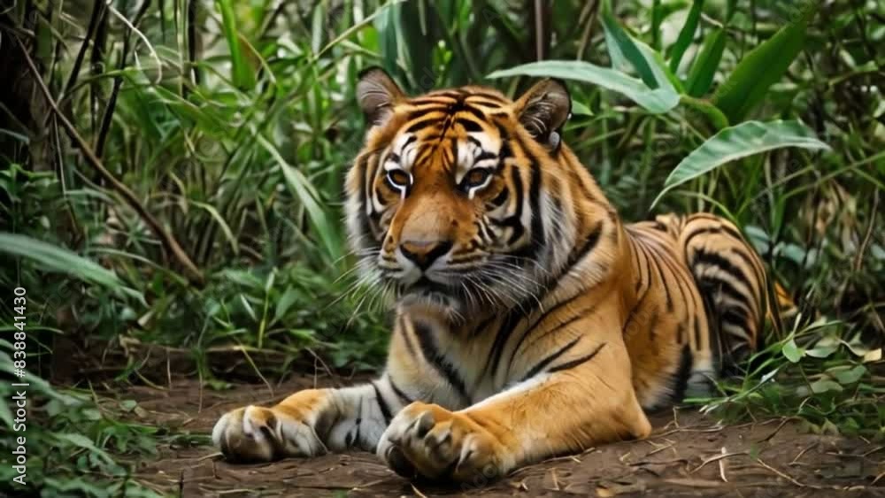 Tiger lies in jungle Tiger lies in jungle