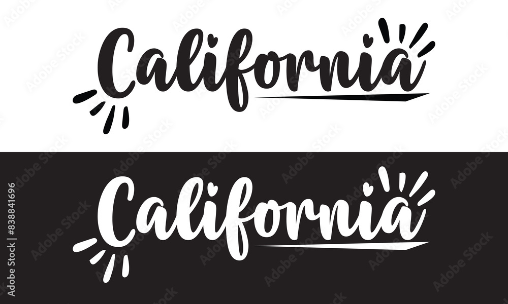Obraz premium California hand lettering design for t-shirt, hoodie, baseball cap, jacket and other uses. Vector text 