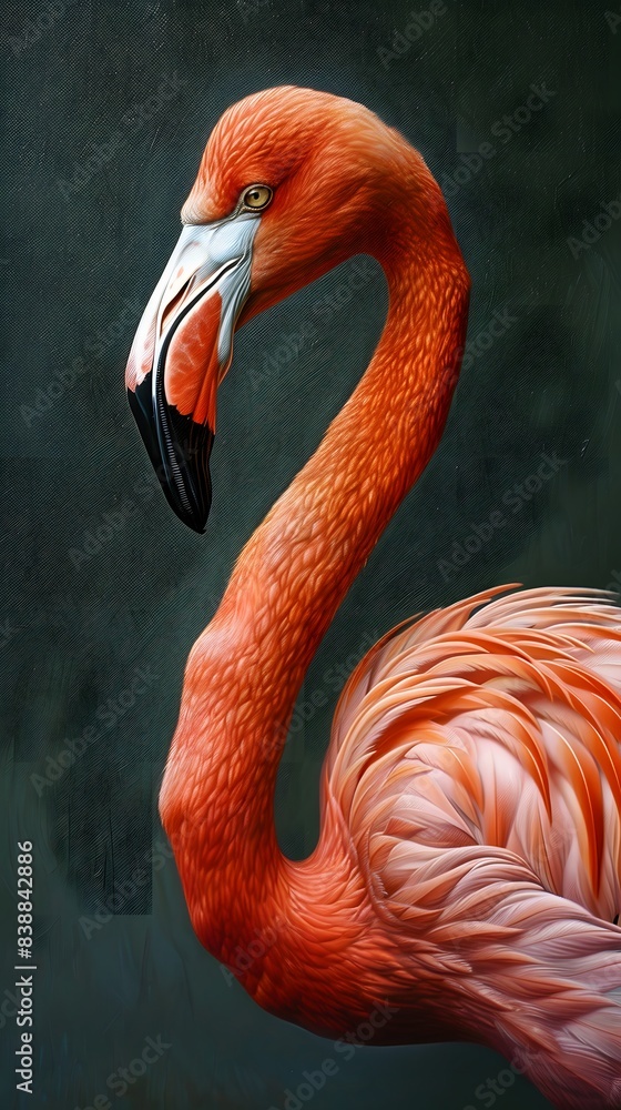 Obraz premium Illustration of Close-up of a pink flamingo. Ai Generate.