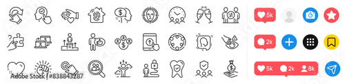 Discrimination, Heart and Empower line icons pack. Social media icons. Fingerprint access, People insurance, Pay web icon. Champagne glasses, Difficult stress, Lock pictogram. Vector