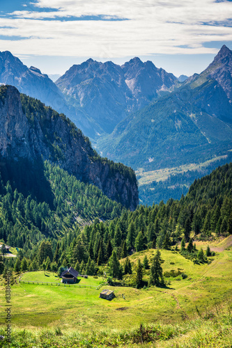 Eastern Dolomites. Sappada, Olbe Lakes. Breathtaking view of the upper Montrgna.
