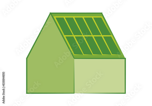 Icono verde de casa con paneles solares