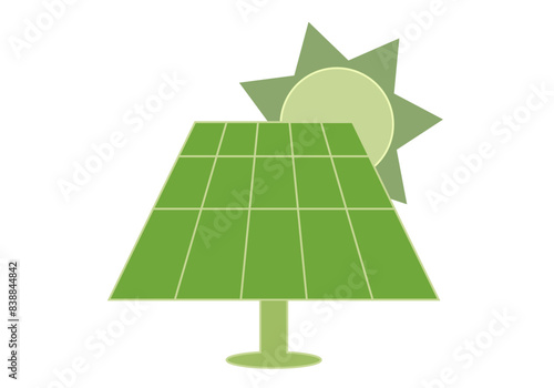 Icono verde del panel solar y sol