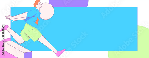 People exercising healthy running vector internet operation illustration
