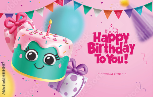 Canvas Print Happy birthday cake vector design