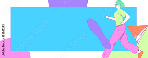 People exercising healthy running vector internet operation illustration
