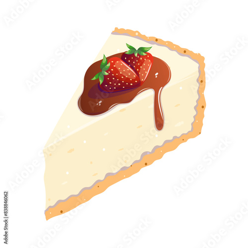 A piece of strawberry cheesecake, sprinkled with chocolate.