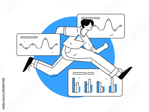 People exercising healthy running vector internet operation illustration
