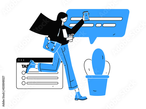 People exercising healthy running vector internet operation illustration
