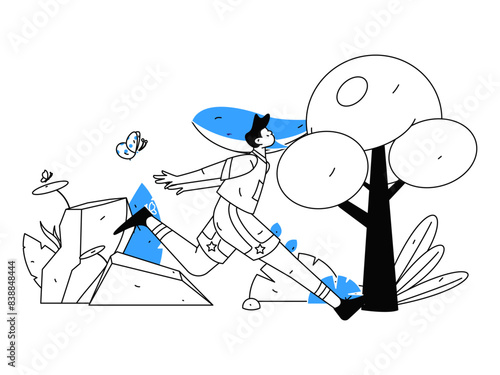 People exercising healthy running vector internet operation illustration
