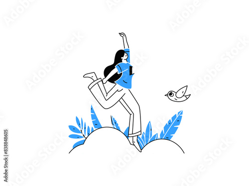 People exercising healthy running vector internet operation illustration
