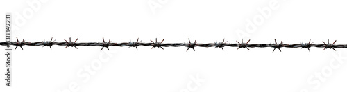 A barbed wire isolated on transparent background wide screen