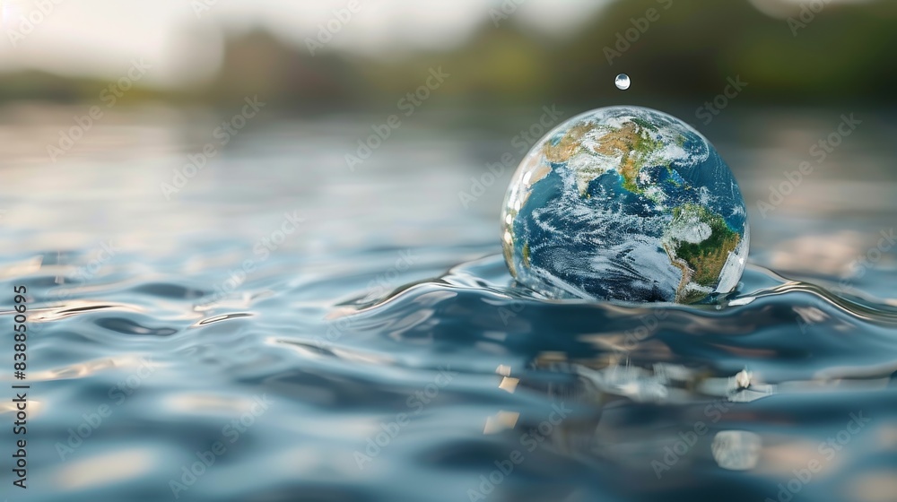 Earth Inside a Sparkling Water Drop Generative AI Earth Inside a Sparkling Water Drop Generative AI