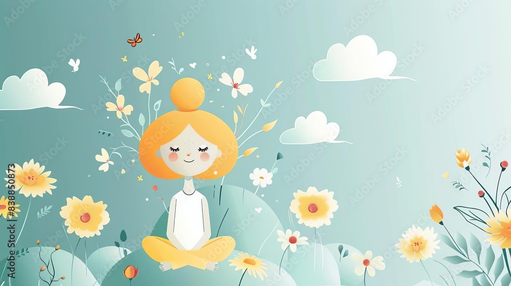 Positive thinking, soothing colors, flat design, mental positivity Positive thinking, soothing colors, flat design, mental positivity
