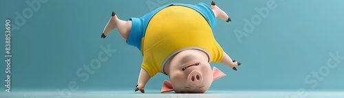 Rotund Pig in Colorful Gym ...