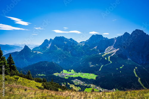 Eastern Dolomites. Sappada, Olbe Lakes. Breathtaking view of the upper Montrgna. photo