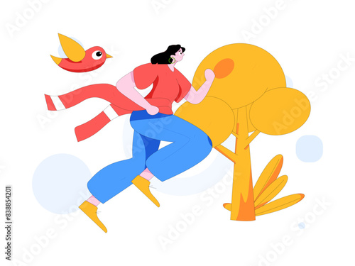 People exercising healthy running vector internet operation illustration
