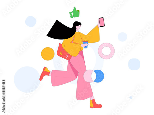 People exercising healthy running vector internet operation illustration
