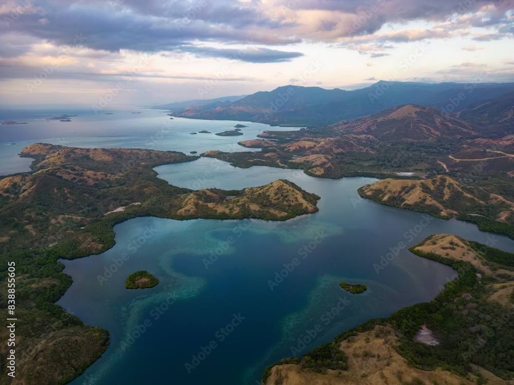 Fototapeta premium Aerial view of 17 Islands National park, Flores Island, Indonesia