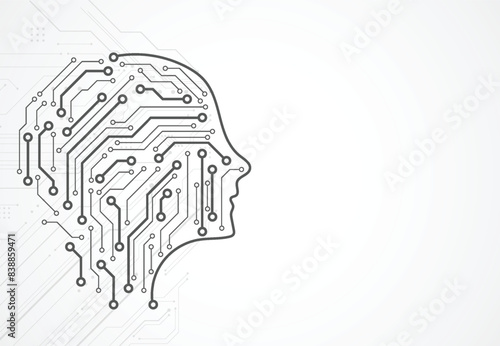 Artificial intelligence chipset on circuit board in futuristic concept technology artwork for web, banner, card, cover. Vector illustration