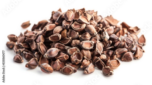 Dried Siamese neem tree seeds  isolated on white  used in health remedies